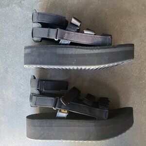 Teva Flatform Mevia Black Platform Sandals Womens Size 8 New no box